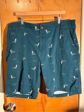 Denali Teal Seagull Bird Print Shorts